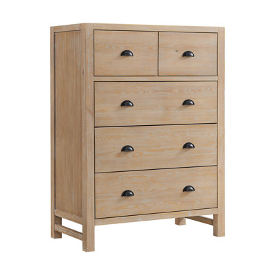 Arden 36" W Bohemian Style Rectangular Chest With 5 Drawers, With Hidden Fasteners