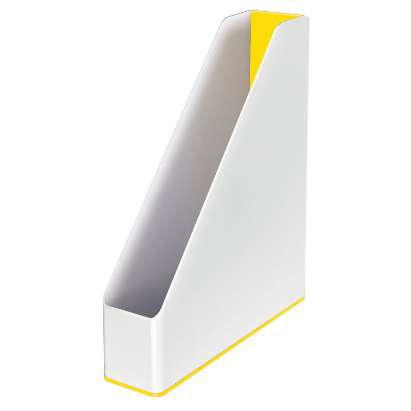 Free Standing Magazine Rack, White/Yellow