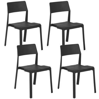 Outdoor Patio Dining Chairs Set Of 4, Stackable Plastic/Resin Side Chair For Indoor Outdoor, 4 Pieces Bistro Chairs For Balcony, Garden, Backyard