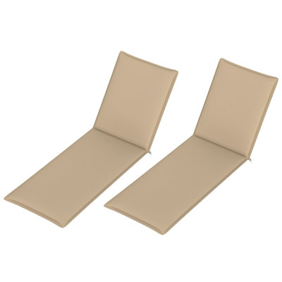 Beige 76" Outdoor Chaise Lounge Cushion Set of 2, Foldable Patio Recliner Chair Pad with Water-Resistant Polyester Fabric and Anti-Slip Ties for Garden, Poolside, Porch