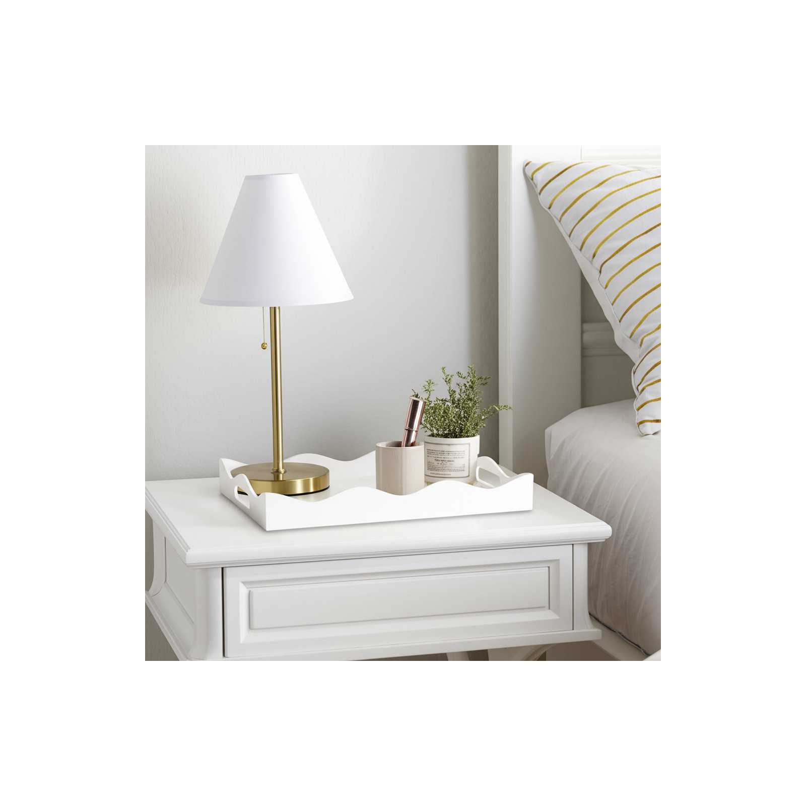Acrylic Tray With Handles, White
