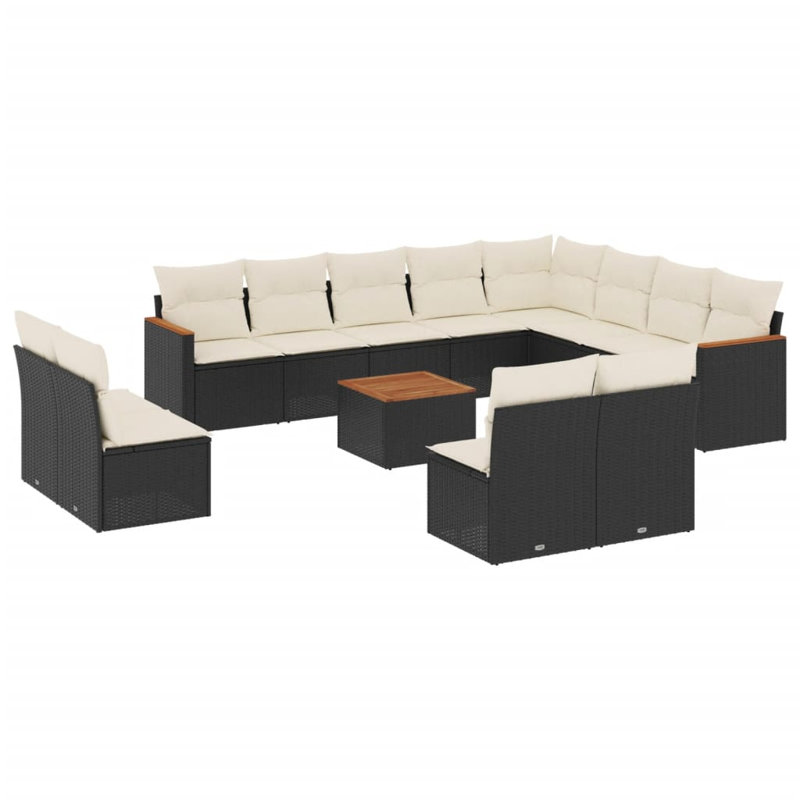 Vidaxl Garden Sofa Set, White Cushion/Black Frame