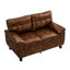 Fauteuil brun de 150 cm avec rangement, revêtement en cuir PU respirant, coussins d'assise et de dossier rembourrés à ressorts ensachés, grand accoudoir.
