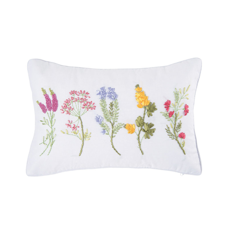 Botanical Hand Crafted Ribbon Art Pillow