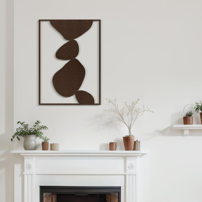 Abstrait, formes, minimaliste moderne, abstrait, décoration murale, décoration suspendue, décoration murale en métal, Brun