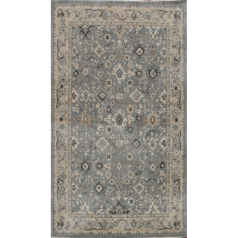 Tapis ivoire / bleu clair en laine Ziegler