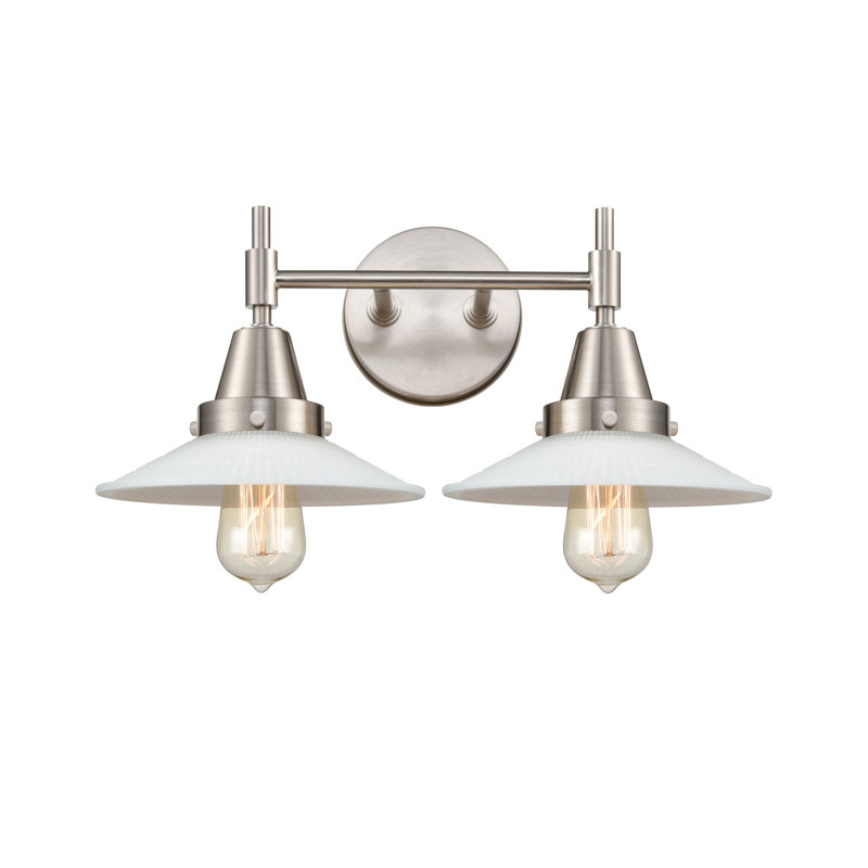 Éclairage pour meuble-lavabo à 2 lumières à intensité variable Gayle, Blanc mat, Ampoule DEL rétro 4 watts, Nickel satiné
