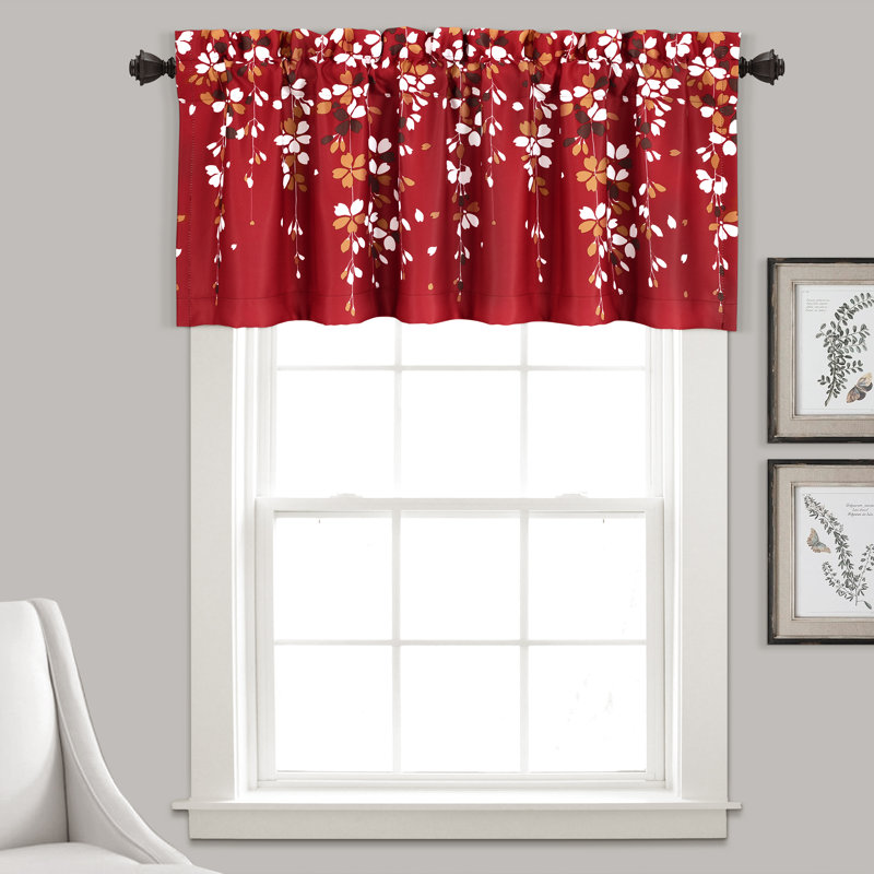 Floral Tailored Window Pelmet, Red