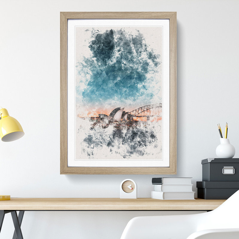 Sydney Opera House in Australia - Picture Frame Graphic Art, Oak Framed, 33cm H x 24cm W x 2cm D