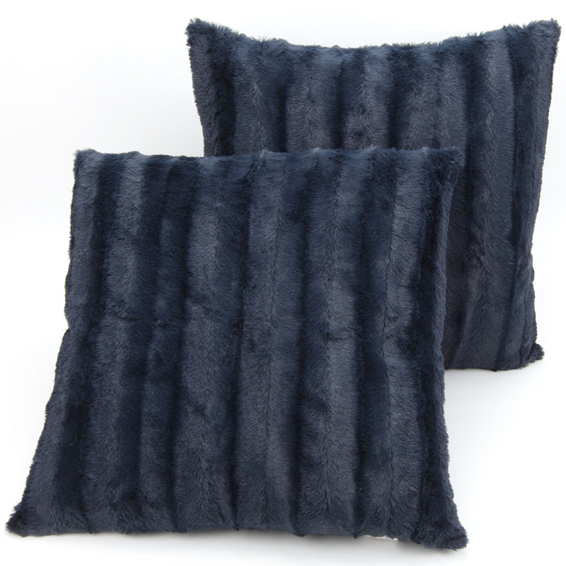 Housse de coussin en similifourrure, 18 po x 18 po, Bleu