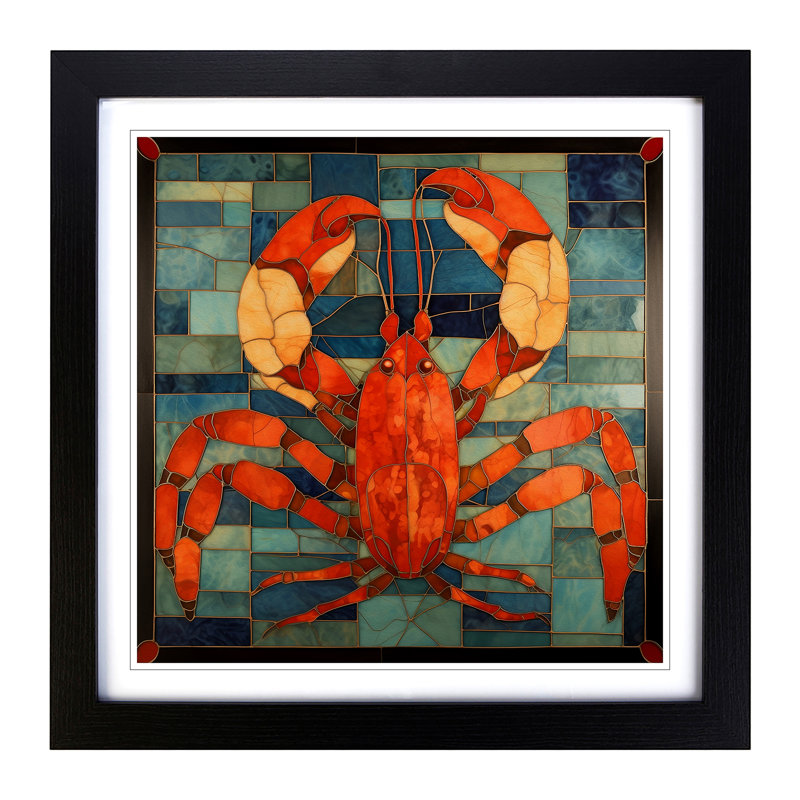 Lobster Art Deco - Framed Print, Black