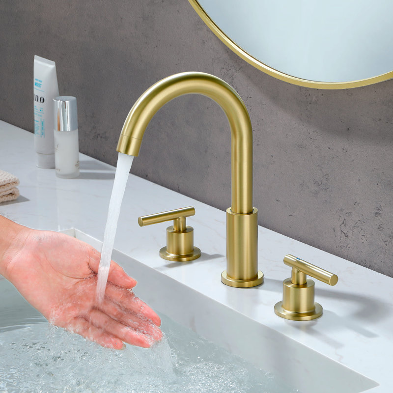 2-handle Bathroom Faucet with Drain Assembly, Brushed Gold