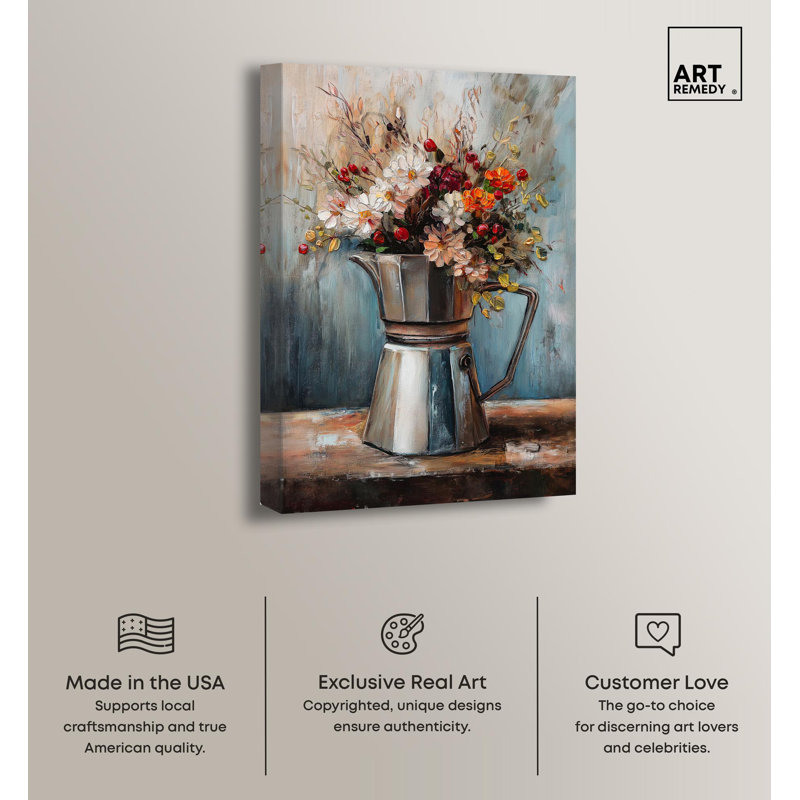 Graceful Floral Wrapped Canvas Art in 30" x 20"