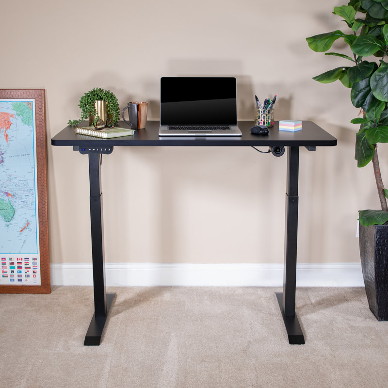 Electric Height Adjustable Standing Desk with 48"W x 24"D Table Top, Black
