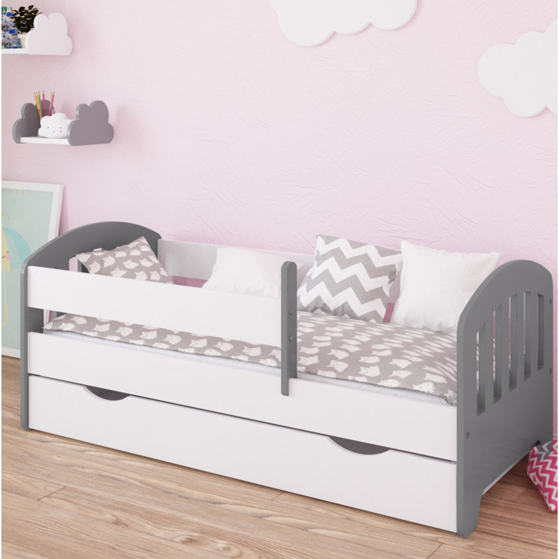 Larkin Cabin Bed with Storage Included, White/Grey, European Toddler (80 x 160 cm)
