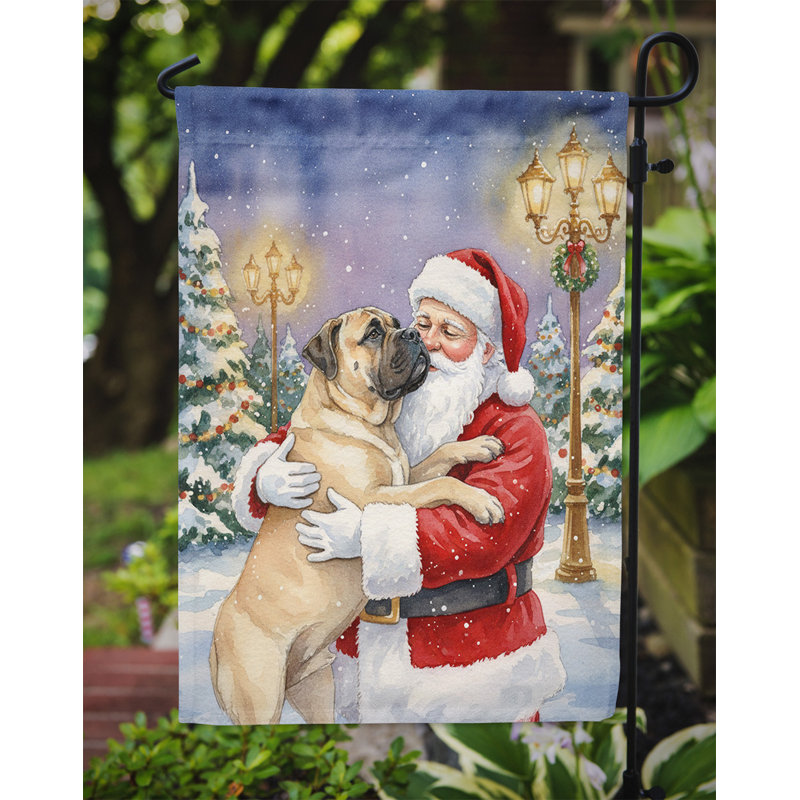 Bullmastiff avec le drapeau du jardin du père Noël, Taille du jardin, Bullmastiff
