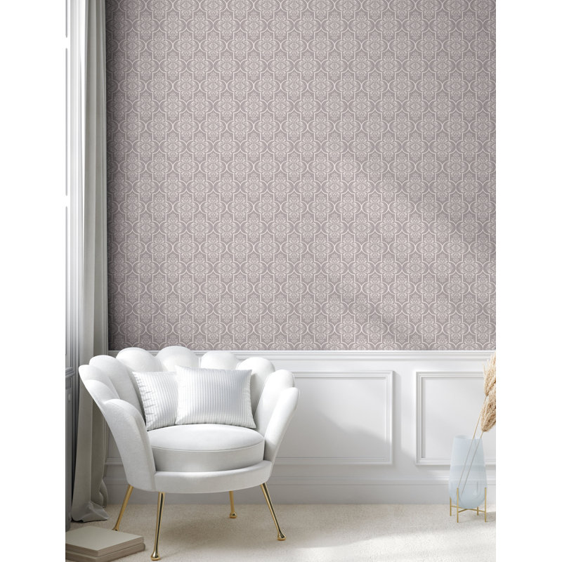 Nerlan Roll, Mauve bleuté pale, blanc, L 100 po x l 13 po