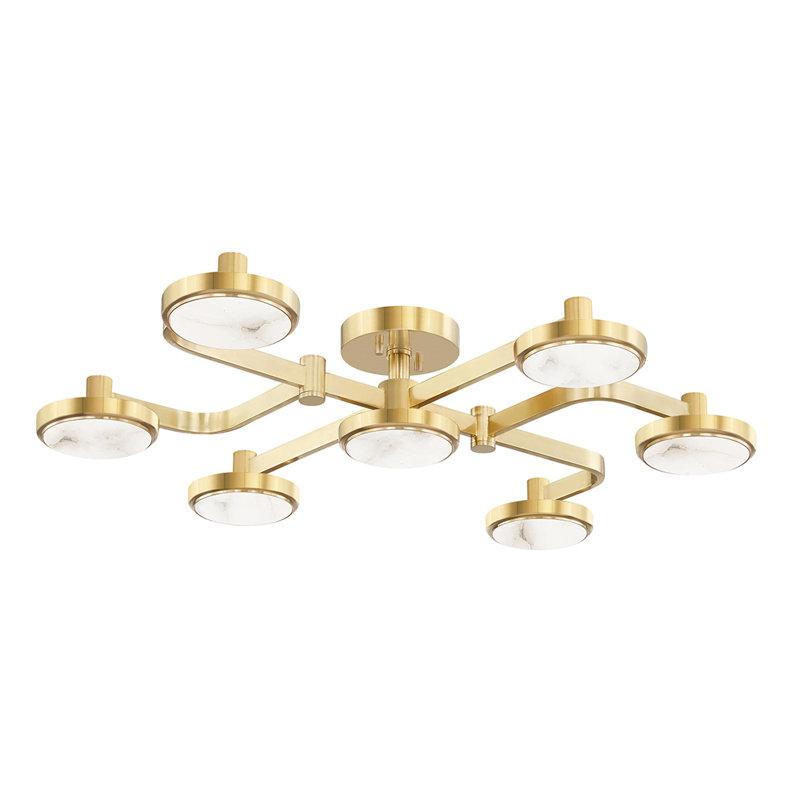 Meander 6 Light LED Chandelier, Aged Brass