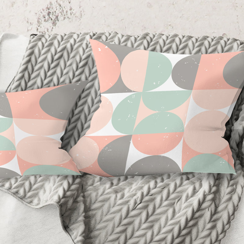 Coussin décoratif rétro à motif pastel circulaire II - Mid-Century, 18 po x 18 po