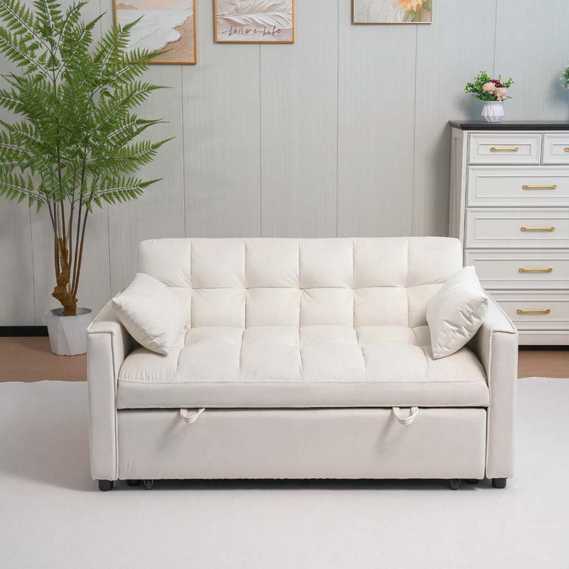 Sleeper Sofa Bed with Armrests, Storage Pockets