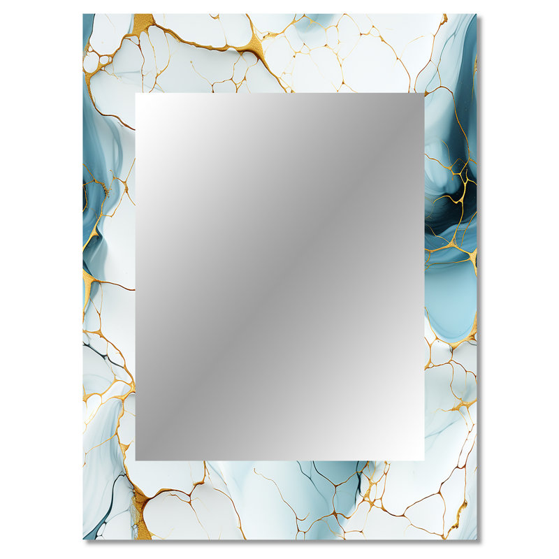 Oriental Elegance Marble Pattern - Marble Decorative Mirror On Metal, 40" x 30"