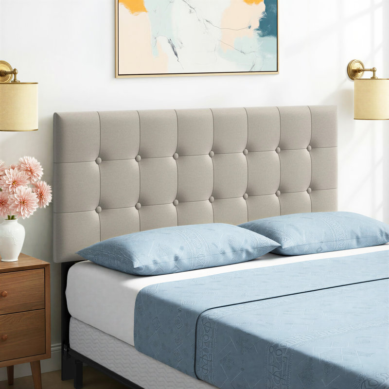 Tête de lit tapissier Richey, Gris chaleureux, Double