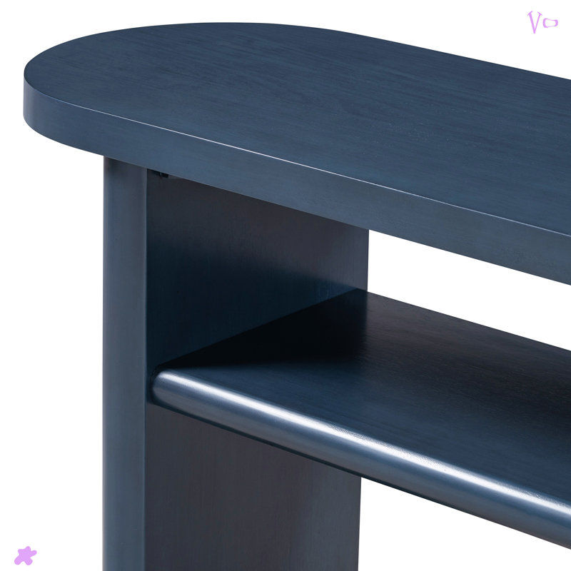 Console Table with Rounded Edges and Sturdy Shelf, Navy