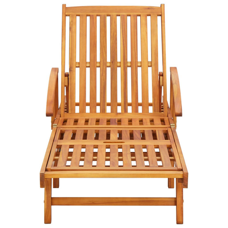 Filippo 16" Long Acacia Double Chaise with Cushions and Table, Brown