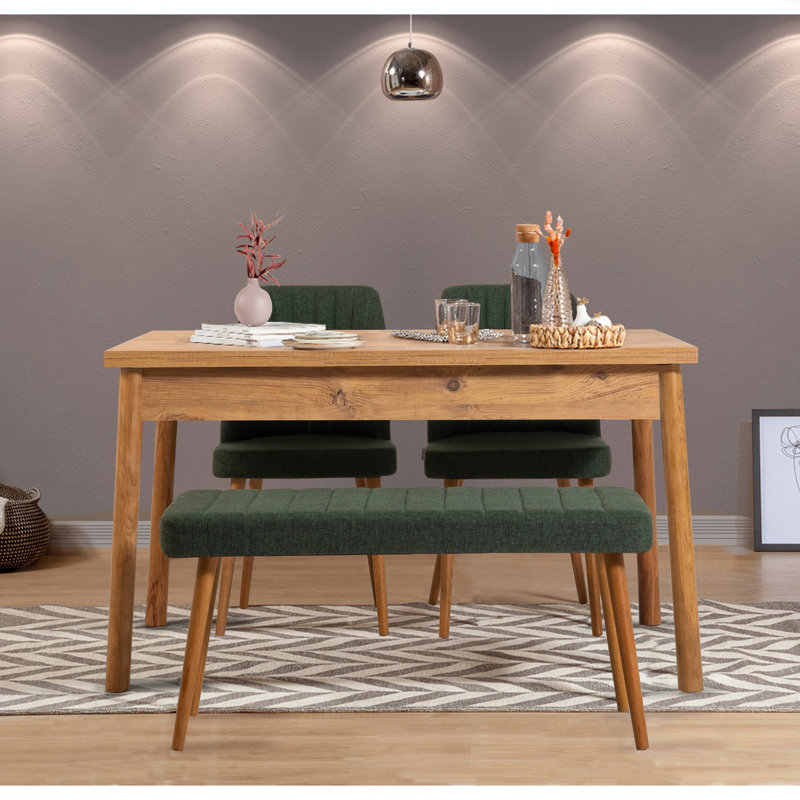 Caruso 4 - Person Dining Set, Atlantic Pine, Atlantic Pine,  Green