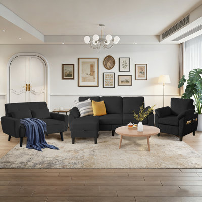 4-Piece Living Room Sectional Sofa Set with Loveseat and Chair