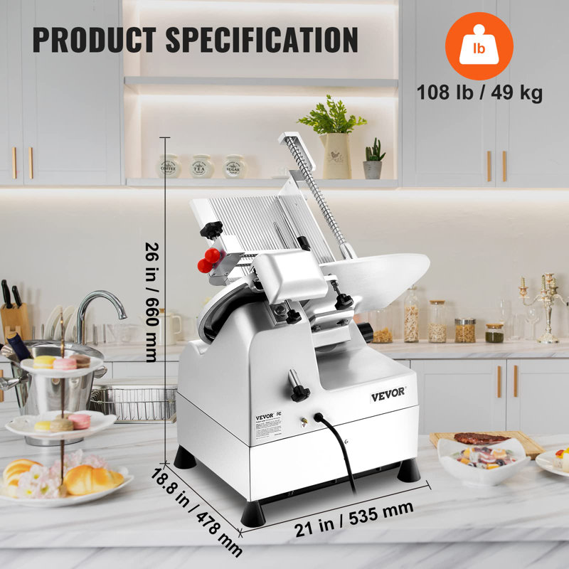 Automatic Meat Slicer, 540W Deli Slicer with Two 10" Stainless Steel Removable Blade