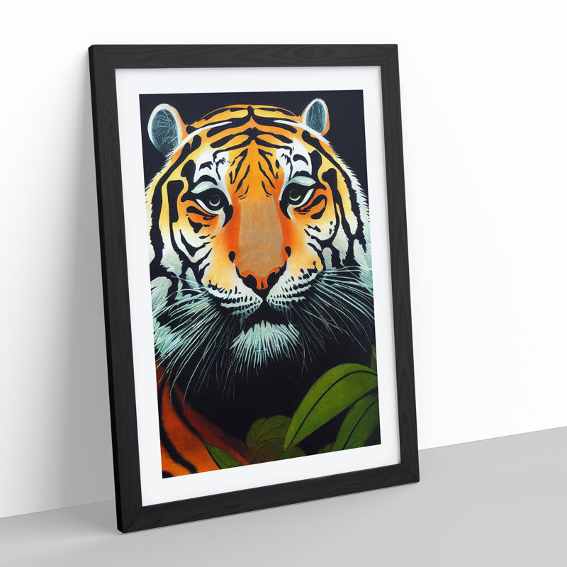 Tiger in the Jungle - Framed Print, 64cm H x 46cm W x 2cm D, Black Framed