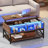 Abey Lift Top Tempered Glass Coffee Table with 2 Open Cabinets and Shelf-1589556301