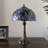 Maberry Tiffany Table Lamp Purple Stained Glass Green Leaves LED Bulb Included H19"