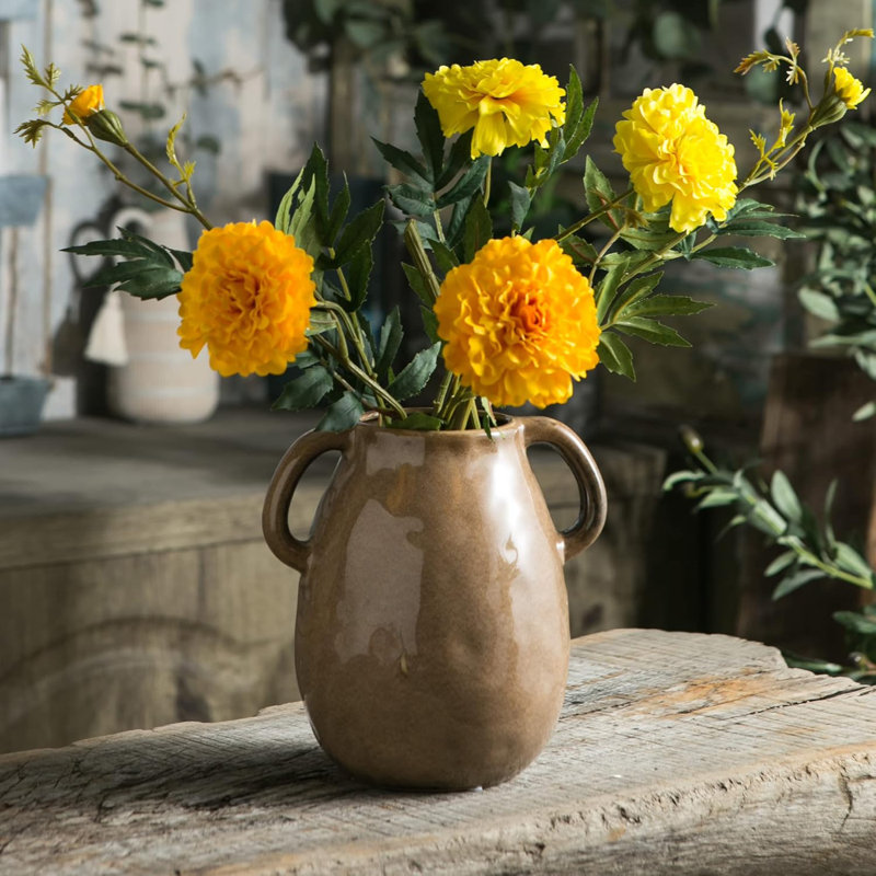Brown Ceramic Vase With Handle