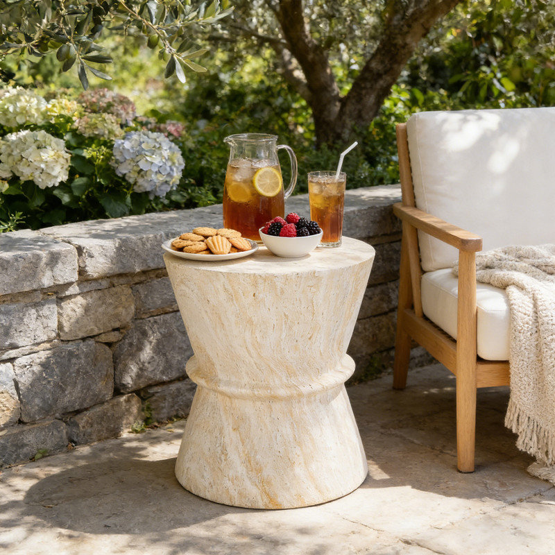 Table de bout d'extérieur Modern, Beige