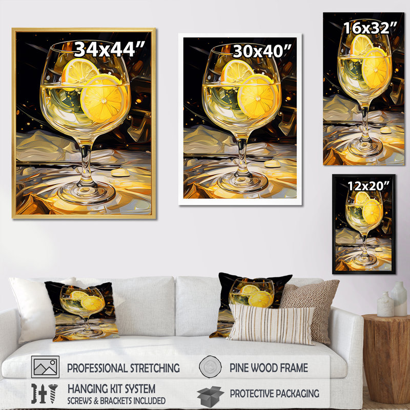 " Goblets Glow ", Gold Single Picture Framed, 40" H x 30" W x 1.5" D