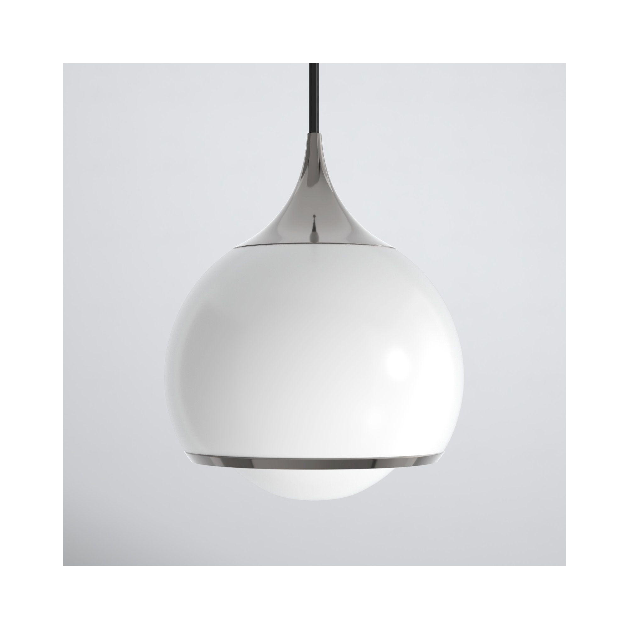 Kegan Single Light Glass Pendant, 8.25" H x 6.75" W x 6.75" D, Polished Nickel