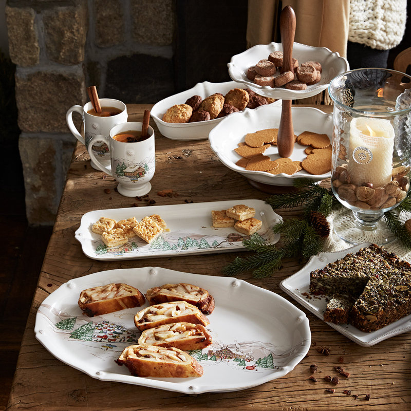 North Pole Ceramic Winter Holiday Hostess Tray