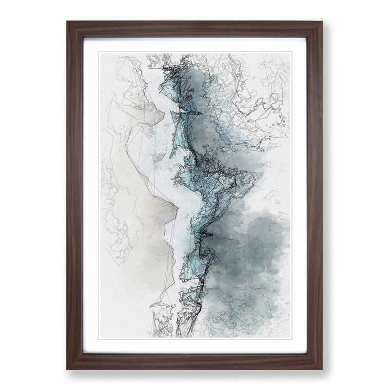 Waves upon the Beach in Abstract - Picture Frame Graphic Art Print, Walnut, 50cm H x 35cm W x 2cm D