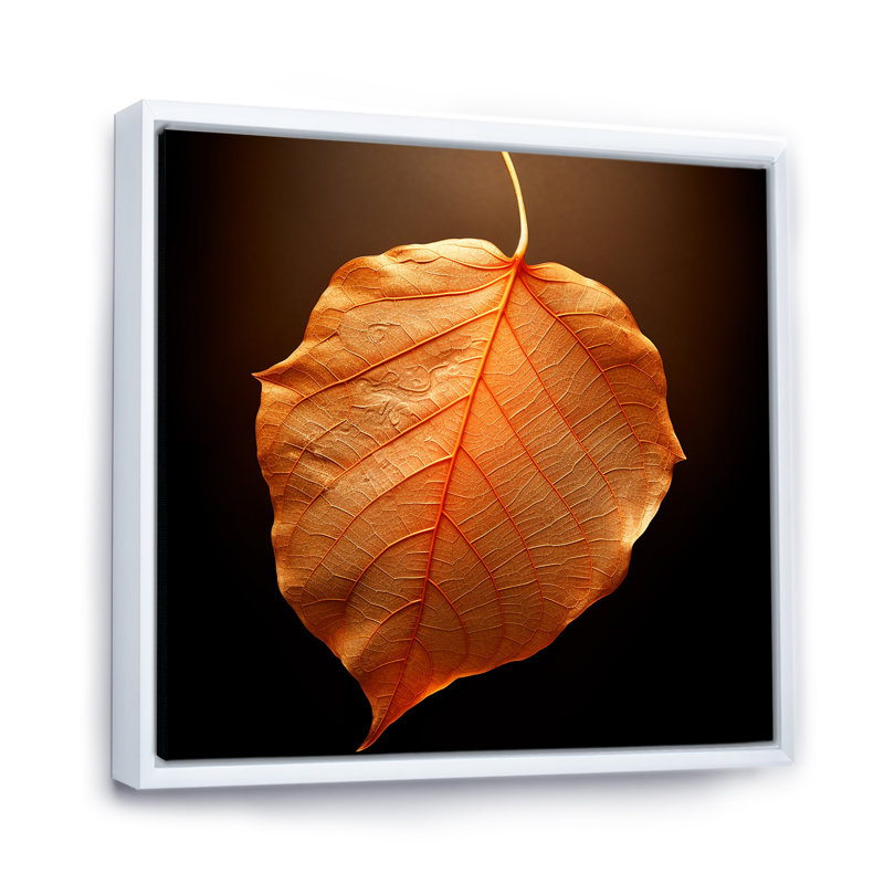 Feuillage tangerine orange érable translucide, H 36 po x l 36 po x P 1,5 po, Cadre flottant blanc