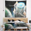 Tapisserie monde abstrait en fractale bleu-28495340