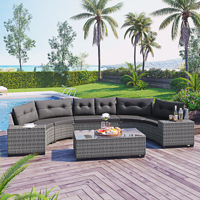 8-pieces Outdoor Wicker Sectional Sofa Set