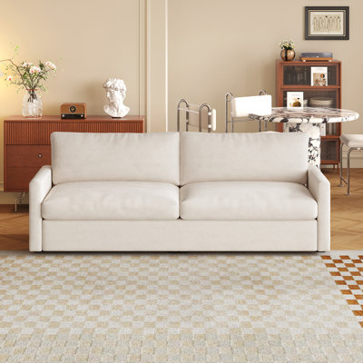75" Small Loveseat Sofa,Cream White Comfy 2-Seater Sofa,Upholstered Couch For Small Spaces