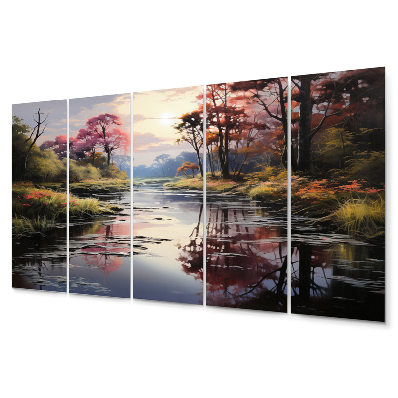 «Green Canal Serenitys Reflection», ensemble de reproductions d'art en métal