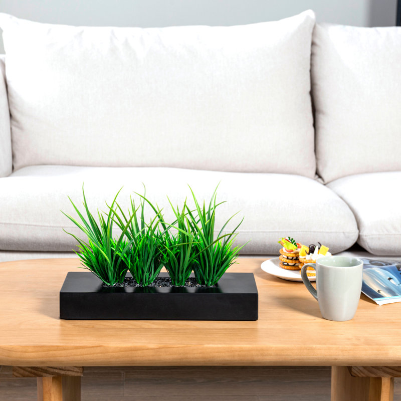 23cm Faux Onion Grass Grass in Wood Planter