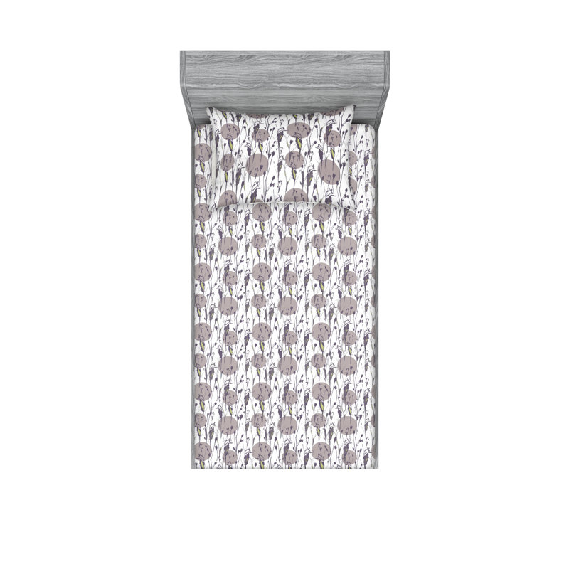 Drap-housse et taies décoratives Ambesonne, Ensemble de draps pour lit simple TG avec 1 taie d