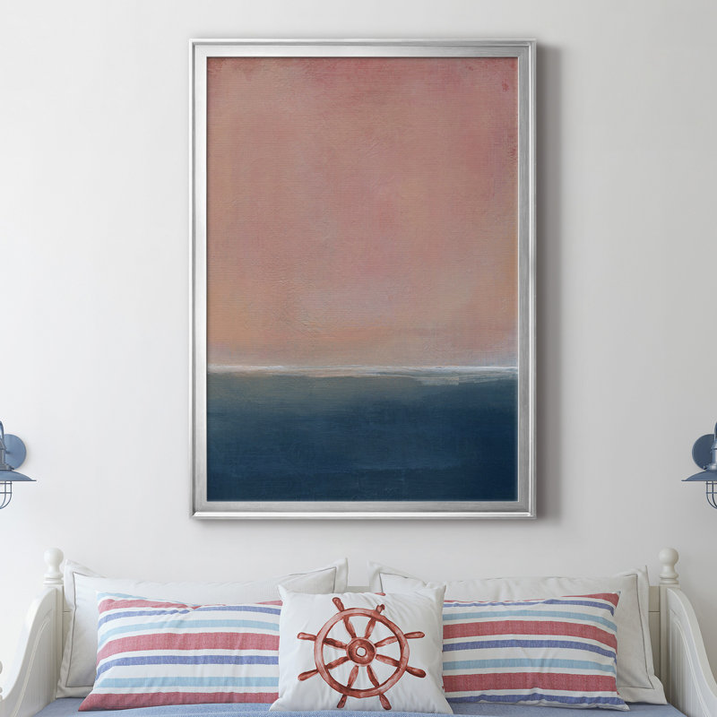 Coucher de soleil - Peinture encadrée, H 22,5 po x l 30,5 po x P 1,5 po, Toile avec cadre argenté, Pas de tapis