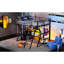 Lit mezzanine noir en métal pleine grandeur avec rangement multiple, garde-robe ouverte et DEL pour un espace de travail moderne Chambre bien conçue