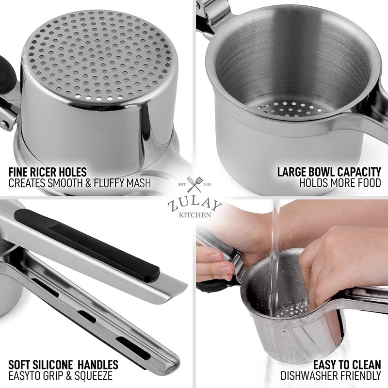 Large Stainless Steel Potato Ricer with Non-Slip Handle